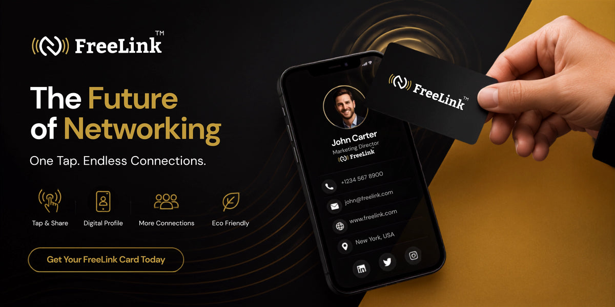 FreeLink NFC Business Card | Smart Digital Business Card India | NFC Card Tap & Share | Metal NFC Card | PVC NFC Card | Digital Profile Card | Contactless Business Card | Smart Networking Card | One Tap Contact Sharing | Eco Friendly Business Card | Buy NFC Card Online India | Premium Business Card | Digital Visiting Card India