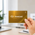 FreeLink Golden NFC Metal Business Card with UV Printing & Embossing – Lifetime Free Digital Profile